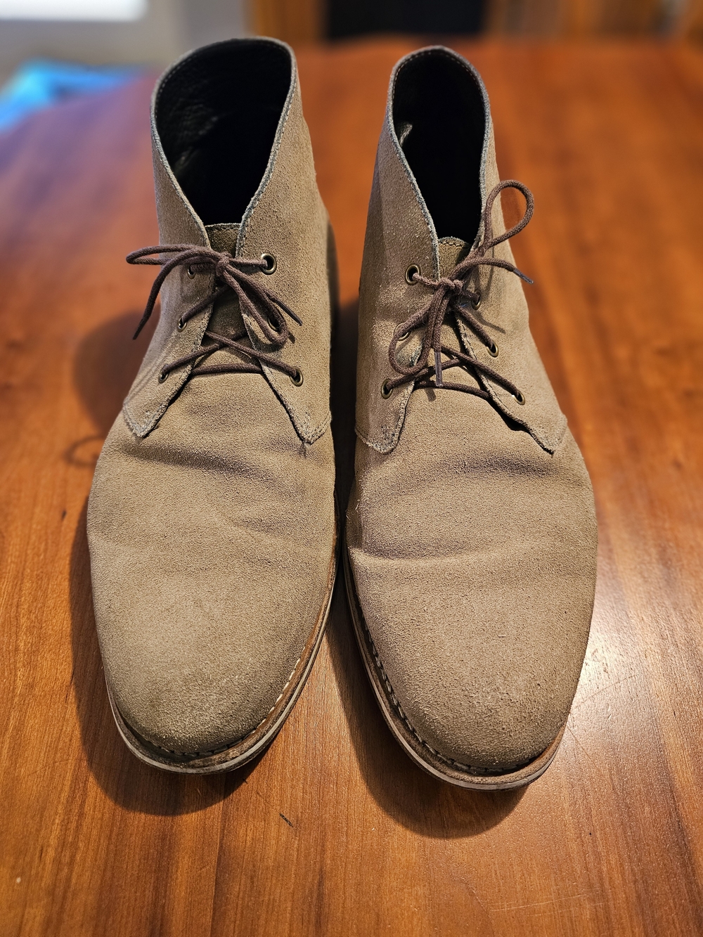 Helm Boots Men's Suede Chukka Boots in Taupe - Lace-Up Casual Style